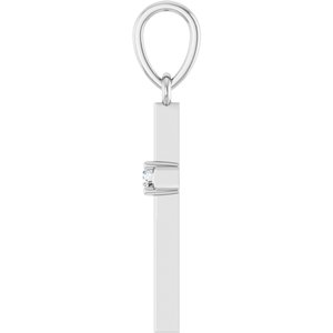 Sterling Silver .03 CT Natural Diamond Cross Pendant