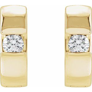14K Yellow Gold 1/4 CTW Natural Diamond 12 mm Hinged Huggie Hoop Earrings
