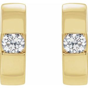 14K Yellow Gold 1/4 CTW Lab-Grown Diamond Hinged Huggie Earrings