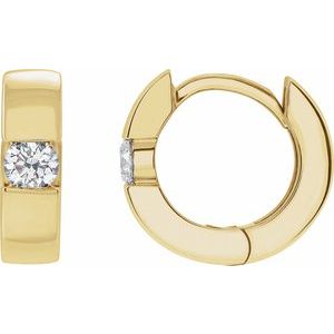 14K Yellow Gold 1/4 CTW Lab-Grown Diamond Hinged Huggie Earrings