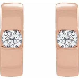 14K Rose Gold 1/8 CTW Lab-Grown Diamond Hinged Huggie Hoop Earrings