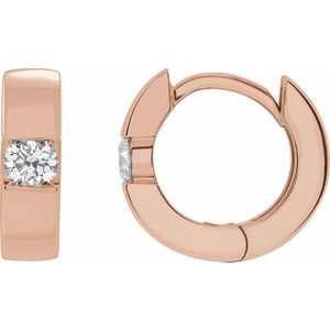 14K Rose Gold 1/8 CTW Lab-Grown Diamond Hinged Huggie Hoop Earrings