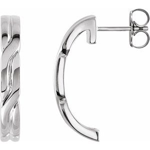14K White Gold J-Hoop Earrings
