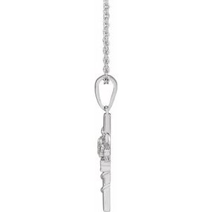 Platinum Floral Cross 16-18" Necklace