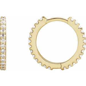14K Yellow Gold 1/2 CTW Natural Diamond 16 mm Hoop Earrings