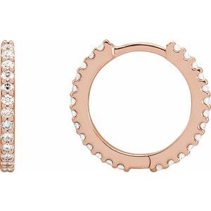 14K Rose Gold 1/5 CTW Natural Diamond 16 mm Hoop Earring