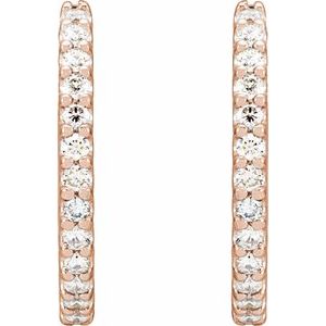 14K Rose Gold 1/2 CTW Natural Diamond 16 mm Hoop Earrings