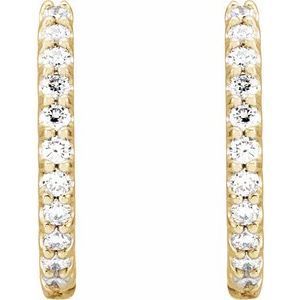 14K Yellow Gold 3/8 CTW Natural Diamond 13.64 mm Hoop Earrings