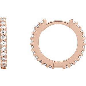 14K Rose Gold 3/8 CTW Natural Diamond 13.64 mm Hoop Earrings