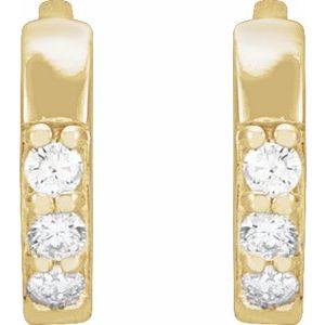 14K Yellow Gold .05 CTW Natural Diamond Hinged 8 mm Hoop Earrings