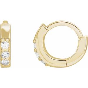 14K Yellow Gold .05 CTW Natural Diamond Hinged 8 mm Hoop Earrings