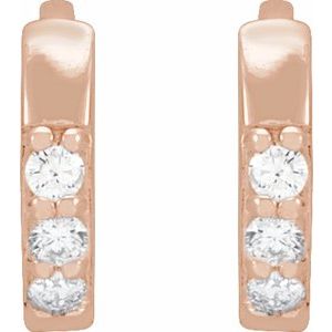 14K Rose Gold .05 CTW Natural Diamond Hinged 8 mm Hoop Earrings