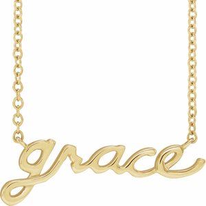 14K Yellow Gold Lowercase Script Grace 18" Necklace