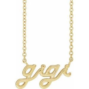14K Yellow Gold Lowercase Script Gigi 18" Necklace