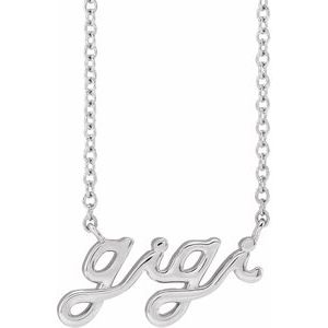 14K White Gold Lowercase Script Gigi 18" Necklace
