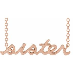 14K Rose Gold Sister 18" Necklace