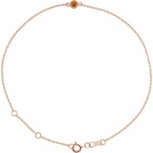 14K Rose Gold Natural Citrine Bezel-Set Solitaire 6 1/2-7 1/2" Bracelet