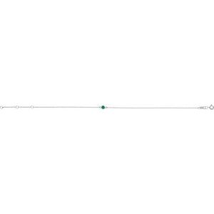 14K White Gold Lab-Grown Emerald Bezel-Set Solitaire 6 1/2-7 1/2" Bracelet