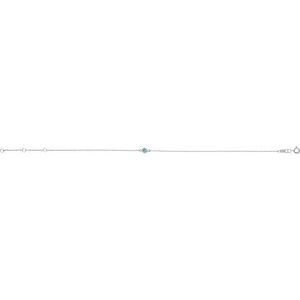 14K White Gold Natural Blue Zircon Bezel-Set Solitaire 6 1/2-7 1/2" Bracelet
