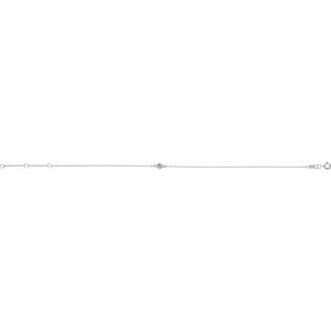 14K White Gold Natural White Sapphire Bezel-Set Solitaire 6 1/2-7 1/2" Bracelet