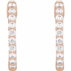 14K Rose Gold 1/2 CTW Natural Diamond Inside-Outside Hinged 14.5 mm Hoop Earrings
