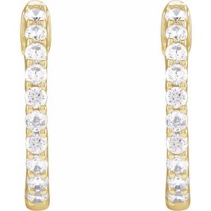 14K Yellow Gold 1/2 CTW Lab-Grown Diamond Inside-Outside Hinged 14.5 mm Hoop Earrings
