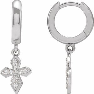 Platinum 1/10 CTW Natural Diamond Cross Hoop Earrings