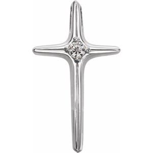 14K White Gold .07 CTW Natural Diamond Cross Pendant