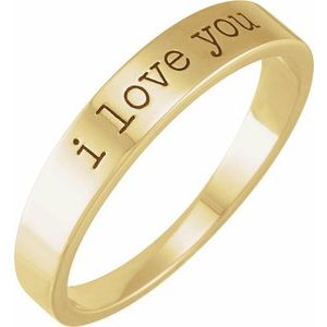 14K Yellow Gold I Love You Stackable Ring