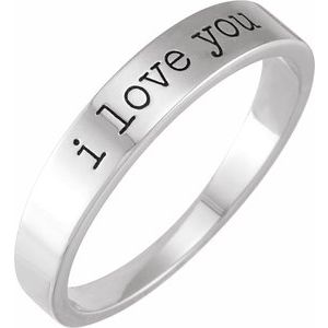 14K White Gold I Love You Stackable Ring