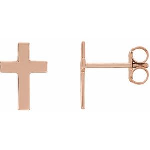 14K Rose Gold 10x6 mm Cross Earrings