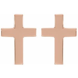 14K Rose Gold 10x6 mm Cross Earrings