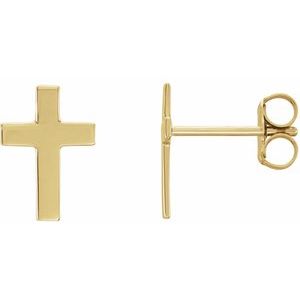 14K Yellow Gold 10x6 mm Cross Earrings