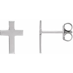14K White Gold 10x6 mm Cross Earrings