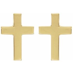 14K Yellow Gold 10x6 mm Cross Earrings