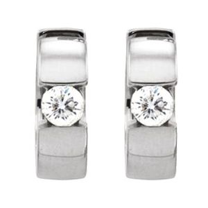 14K White Gold 1/2 CTW Natural Diamond Hinged Hoop Earrings