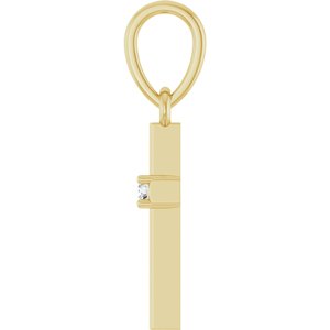 14K Yellow Gold .015 CT Natural Diamond Cross Pendant