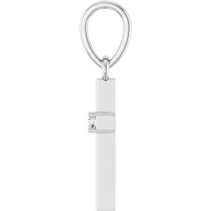 14K White Gold .015 CT Natural Diamond Cross Pendant