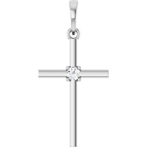 Platinum .06 CT Natural Diamond Cross Pendant