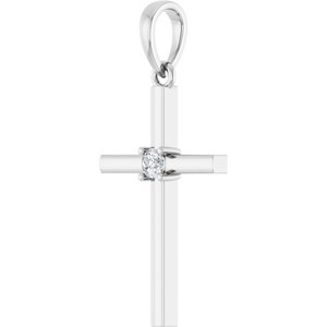 Platinum .06 CT Natural Diamond Cross Pendant