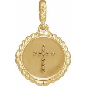 14K Yellow Gold .04 CTW Natural Diamond Cross Rope Pendant