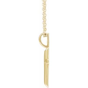 14K Yellow Gold Knife-Edge Cross 16-18" Necklace