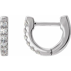14K White Gold 1/8 CTW Natural Diamond Hoop Earrings