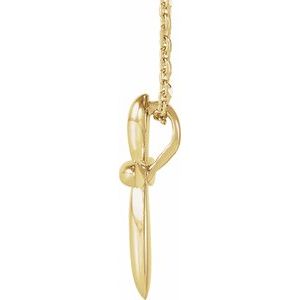 14K Yellow Gold 17x13 mm Cross 16-18" Necklace