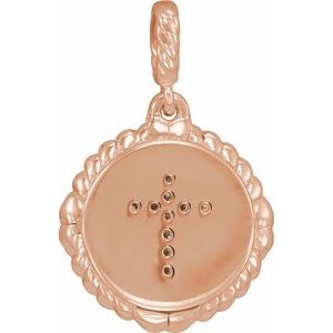 14K Rose Gold .04 CTW Natural Diamond Cross Rope Pendant