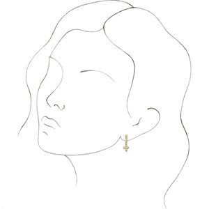 14K Rose Gold 1/10 CTW Natural Diamond Cross Hoop Earrings
