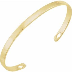 14K Yellow Engravable Diamond Pierced Cuff 7" Bracelet