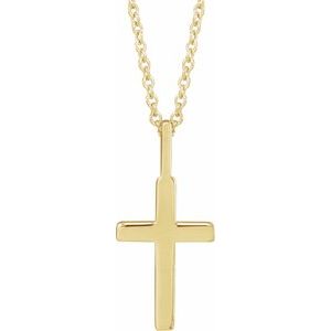 14K Yellow Gold Knife-Edge Cross 16-18" Necklace