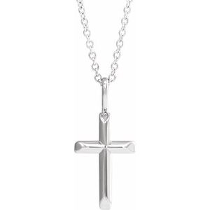 Platinum Knife-Edge Cross 16-18" Necklace