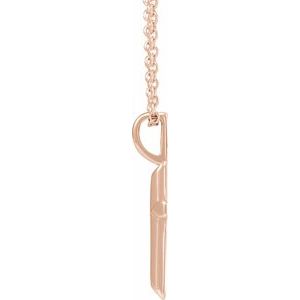 14K Rose Gold Knife-Edge Cross 16-18" Necklace